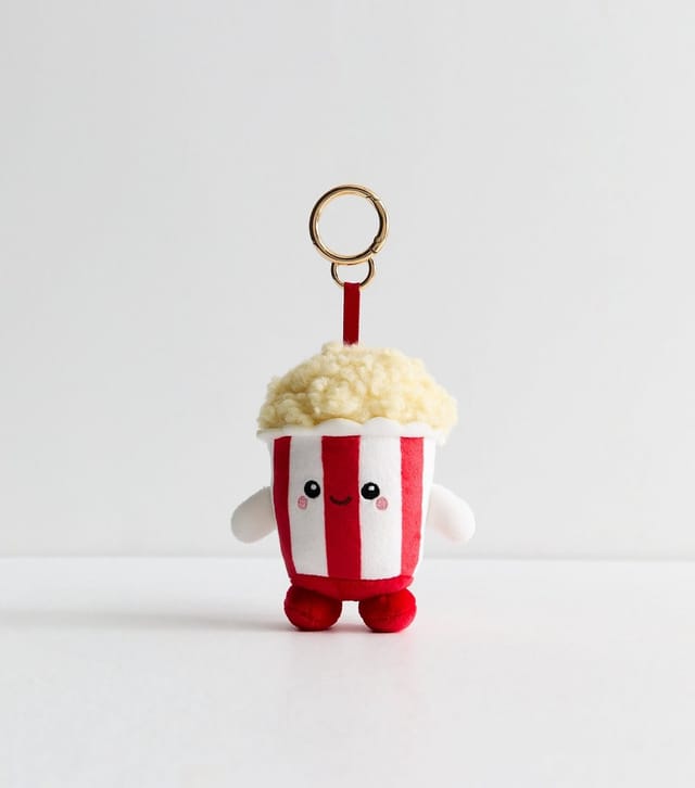 New Look Red Plush Popcorn Bucket Bag Charm New Look - 3