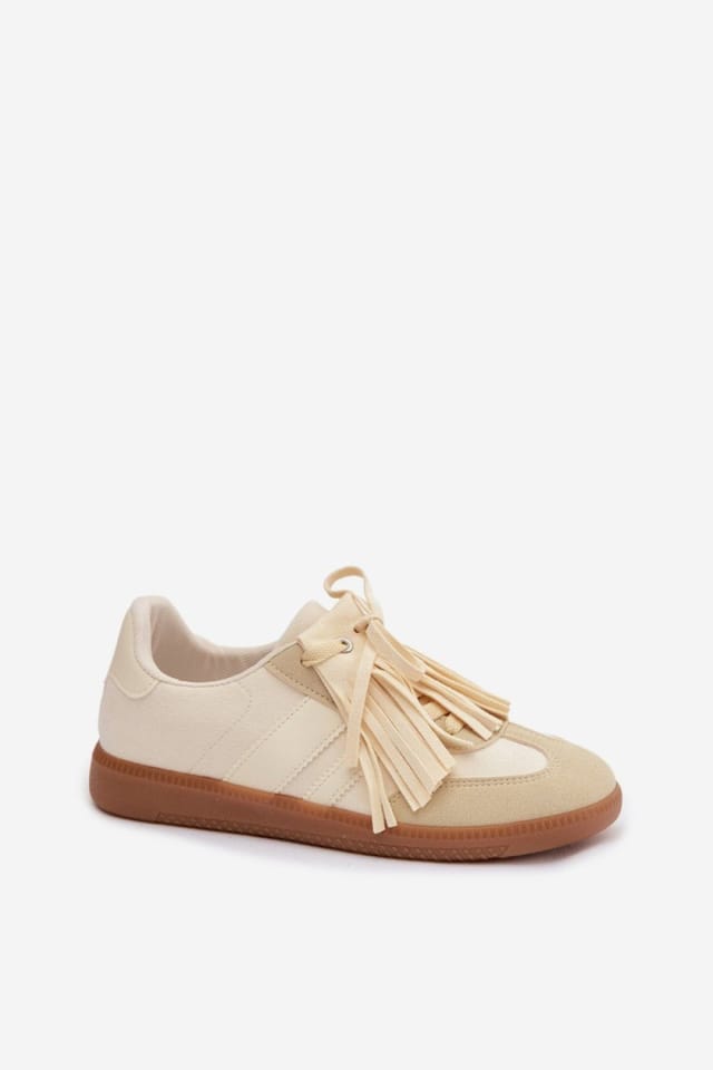 Love Lace Love Lace Women's Stylish Suede Sneakers with Removable Fringe & Comfort in Beige - 2