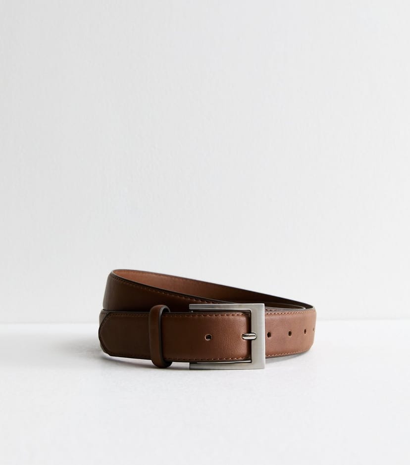 New Look Men's Brown Faux Leather Buckle Belt New Look - 1
