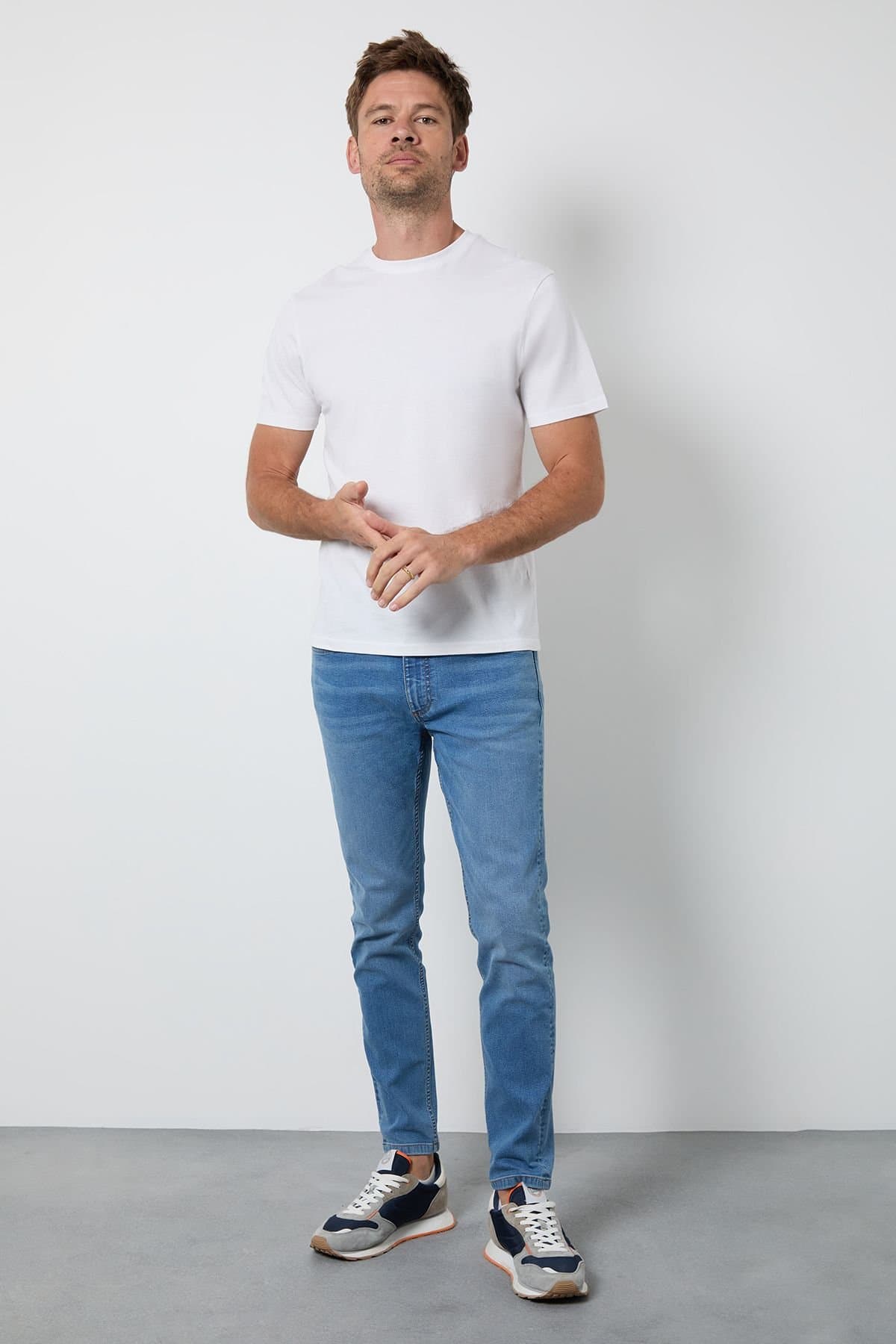 Burton Burton Men's Stone Wash Skinny Fit Jean in Blue