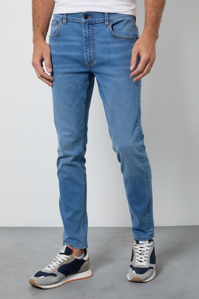 Burton Burton Men's Stone Wash Skinny Fit Jean in Blue - 3
