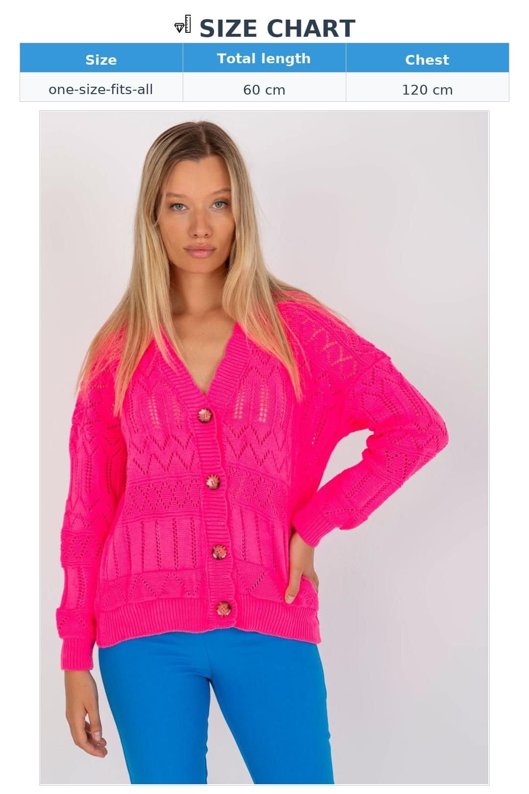 Love Lace Love Lace Women's Openwork Button Down Cardigan in Bright Pink - 4