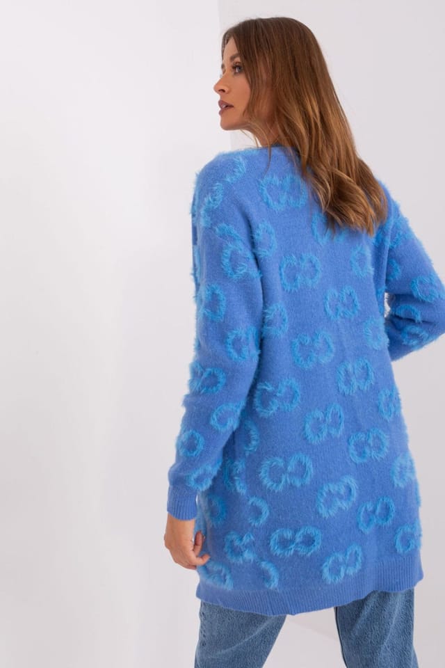 Love Lace Love Lace Women's Variegated Texture Pocket Cardigan in Blue - 3