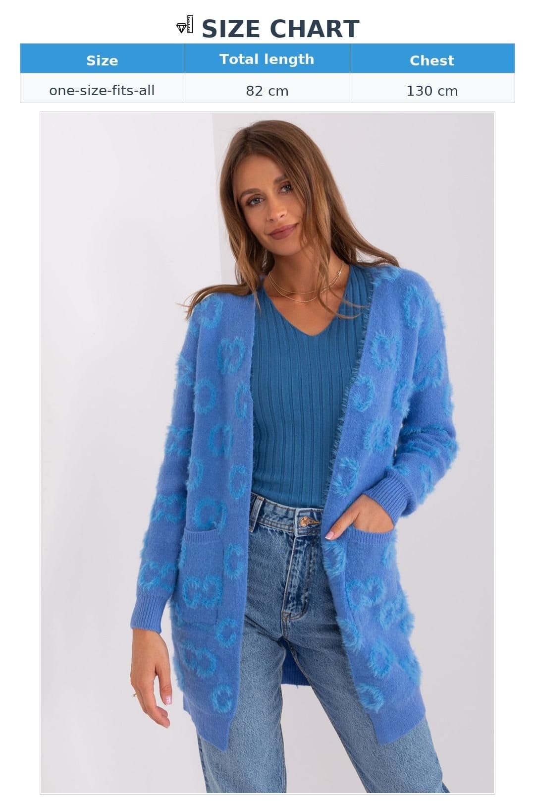 Love Lace Love Lace Women's Variegated Texture Pocket Cardigan in Blue - 4