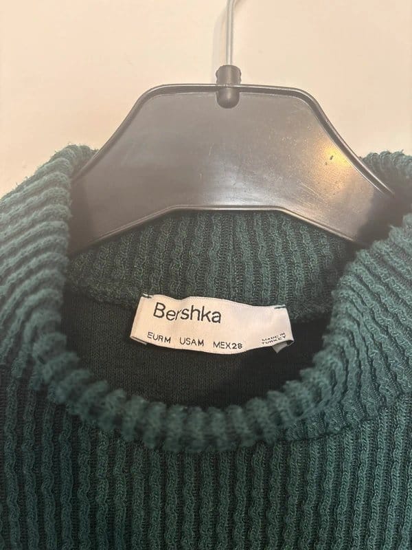 Bershka Dark Green Cropped Jumper