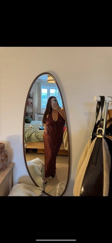 ASOS Burgundy satin halter neck midi dress - 1