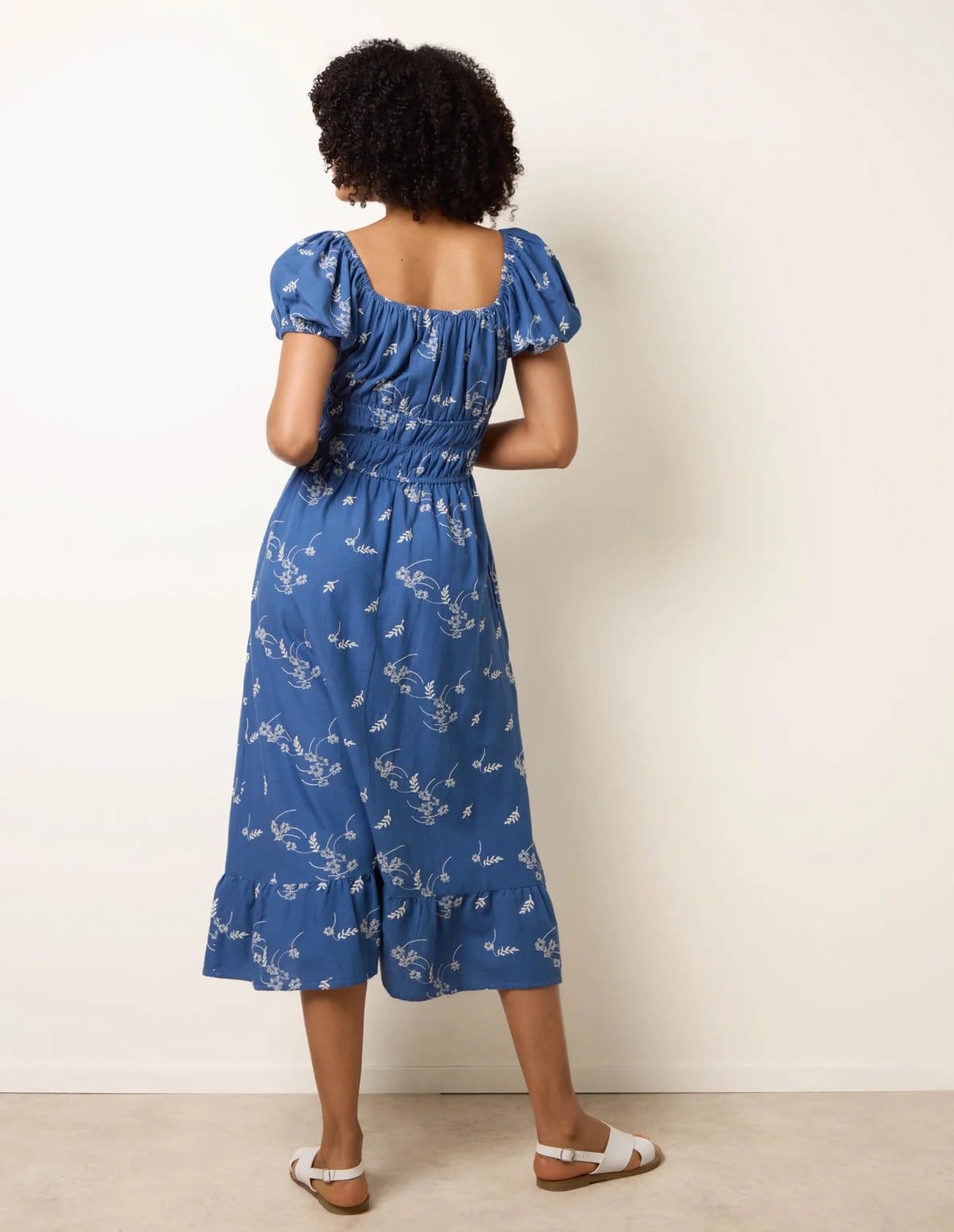 Blue Vanilla Embroidery Milkmaid Midi Dress - 4