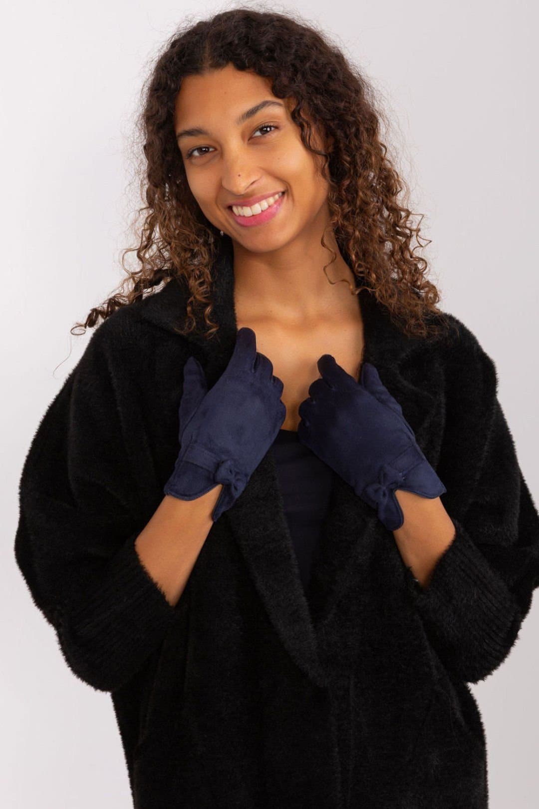 Love Lace Love Lace Women's Insulated Touchscreen Gloves with Bow Straps & Flower Stitch in Blue