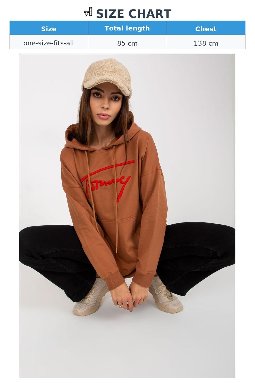 Love Lace Love Lace Women's Long Casual Hooded Sweatshirt with Pocket in Brown - 4