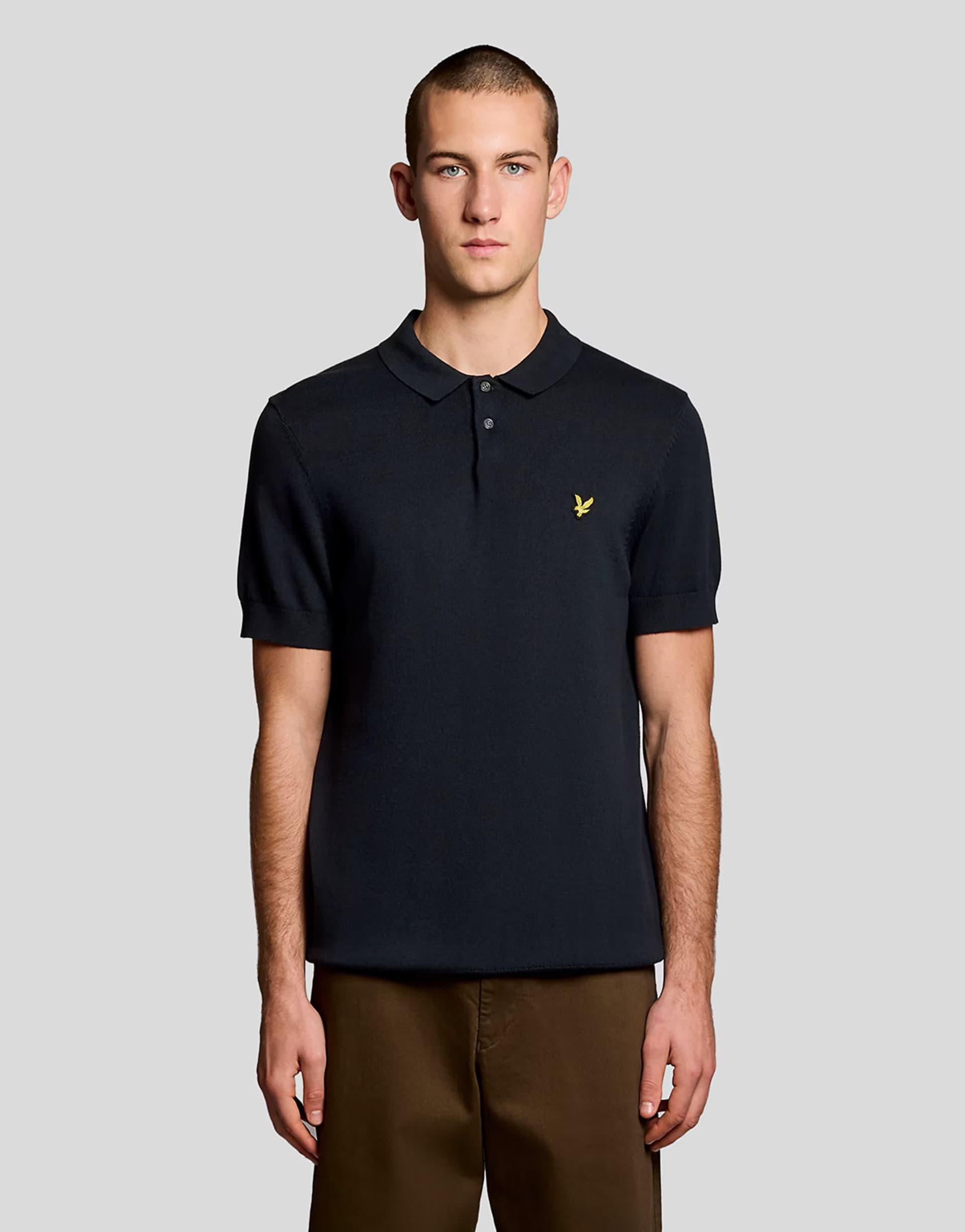ASOS Lyle & Scott Mid knits cotton short sleeve knitted polo in z271 dark navy