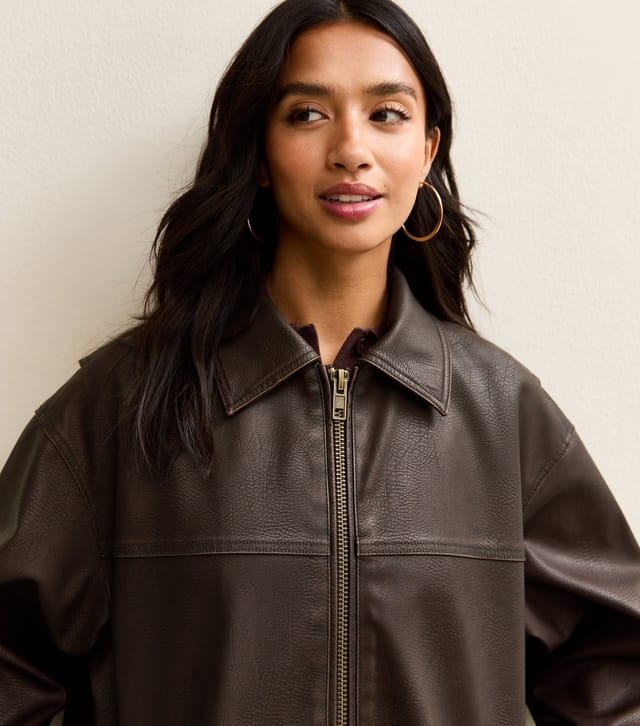 New Look Women's Petite Oversized Washed Faux Leather Jacket New Look - 3