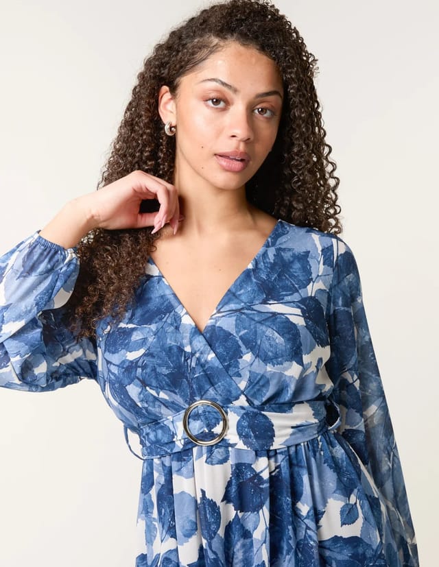 Blue Vanilla Ring Belt Print Dress - 2