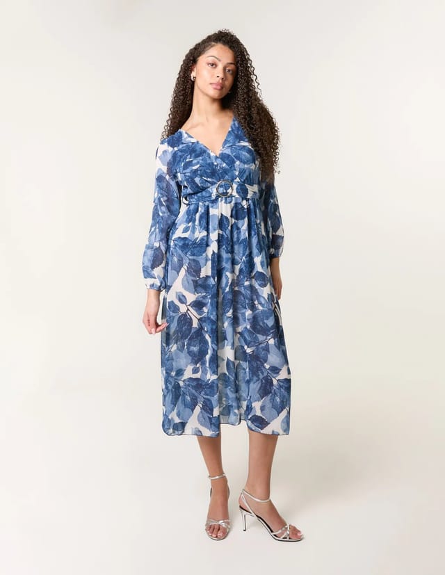 Blue Vanilla Ring Belt Print Dress - 3