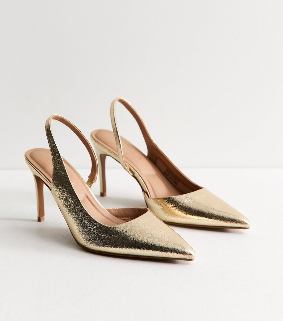 New Look Women's Gold Faux Leather Slingback Court Shoes Vegan New Look - 4