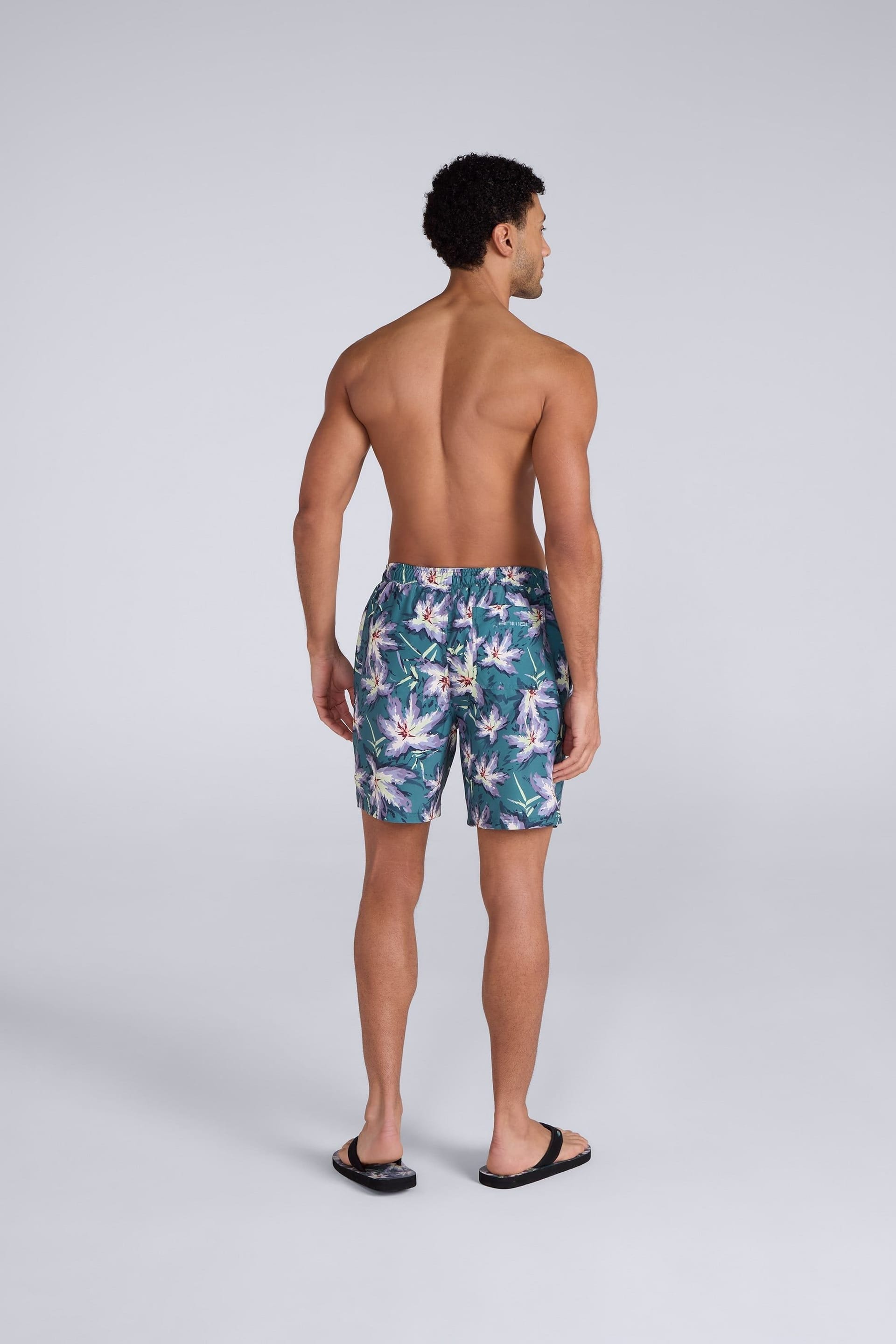 Animal Animal Men's 'Deep Dive' Lightweight Elastic Waist Quick Dry Printed Boardshorts in Green - 4