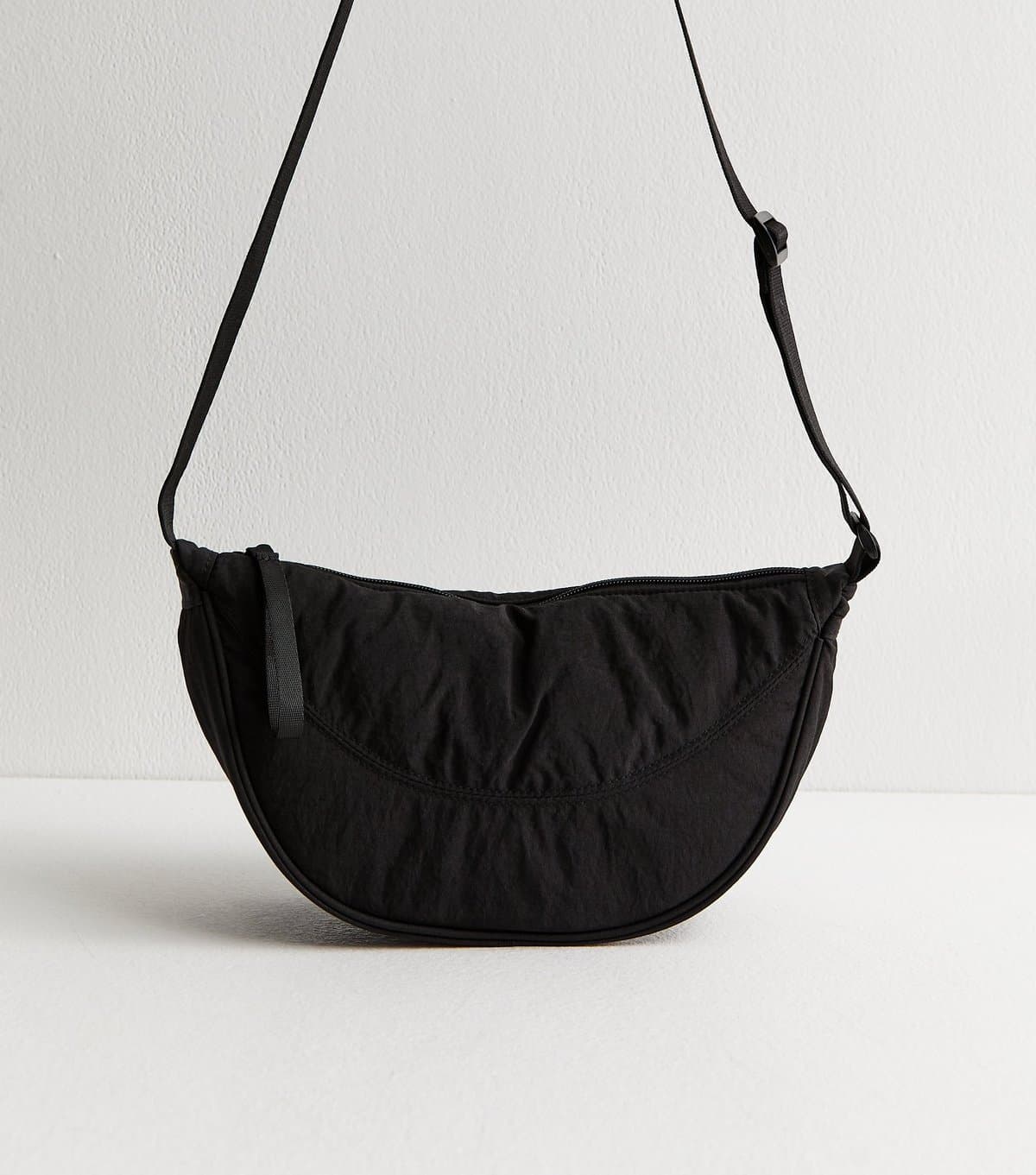 New Look Black Plain Curved Crossbody Bag New Look