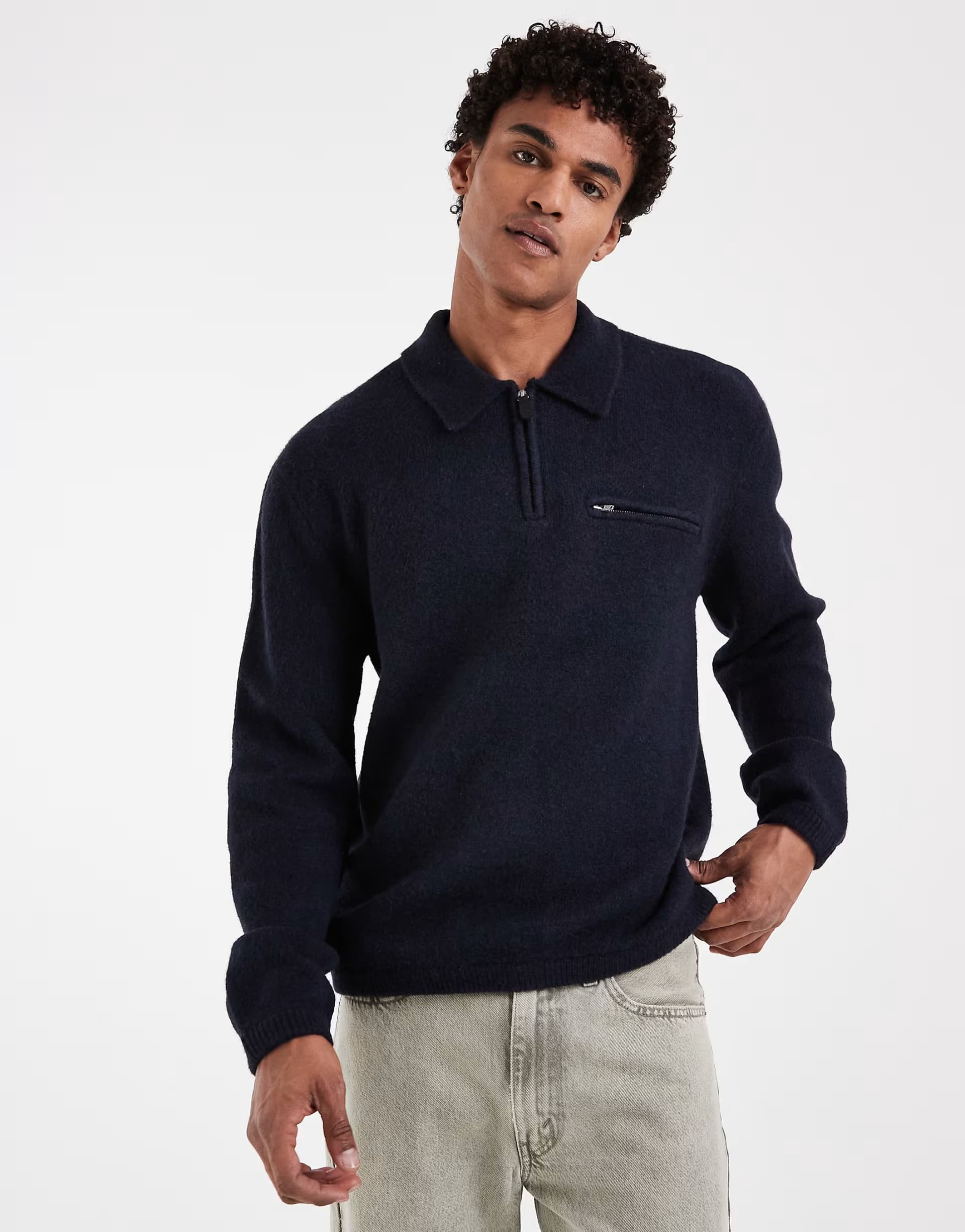 ASOS Levi's collared half zip knitted jumper in navy