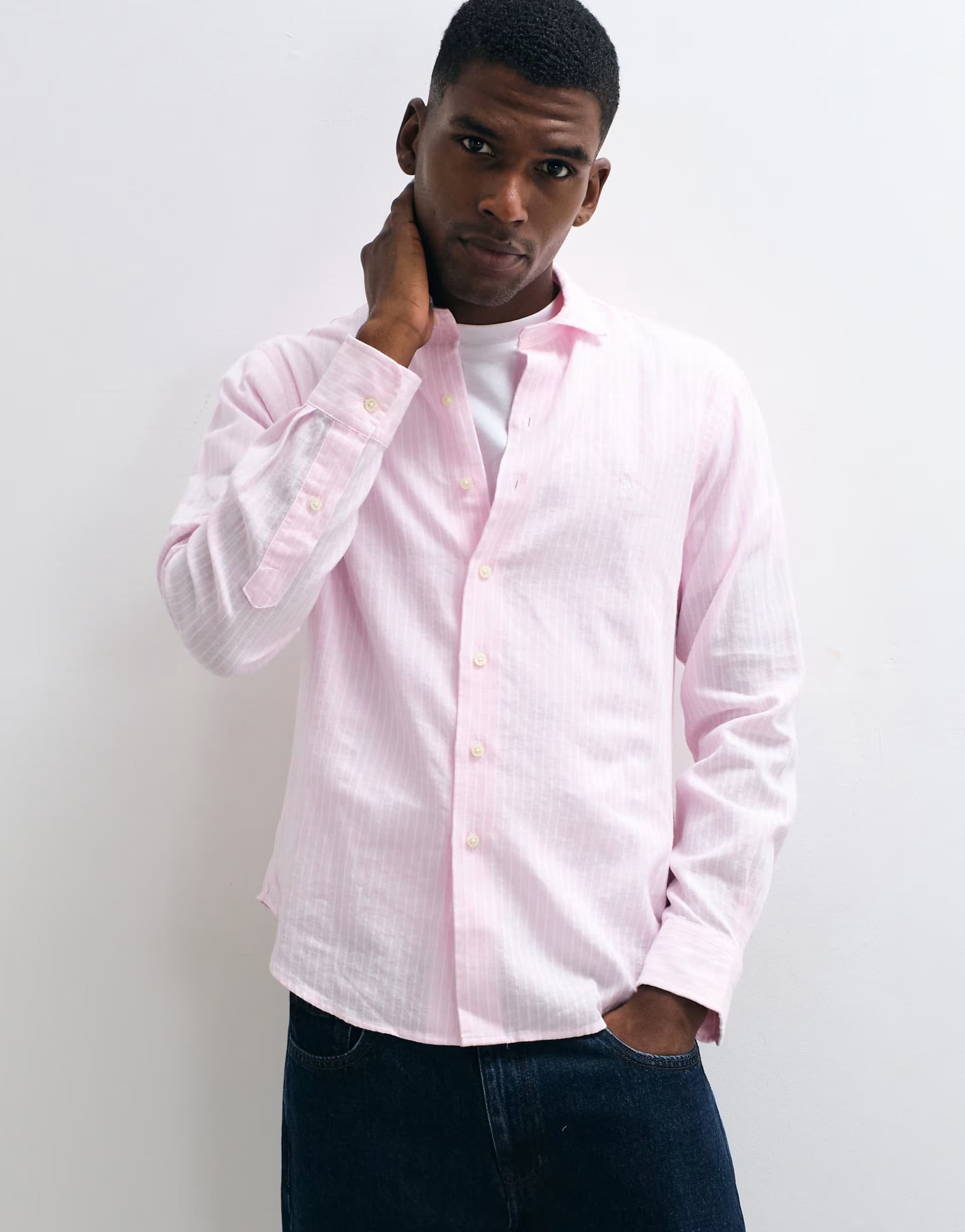 ASOS Polo Ralph Lauren striped long sleeve button up custom fit shirt in pink