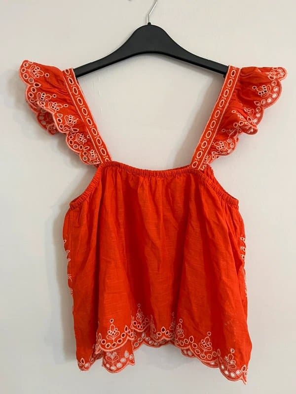 New Look New Look Red Embroidered Broderie Crop Cami Summer Top
