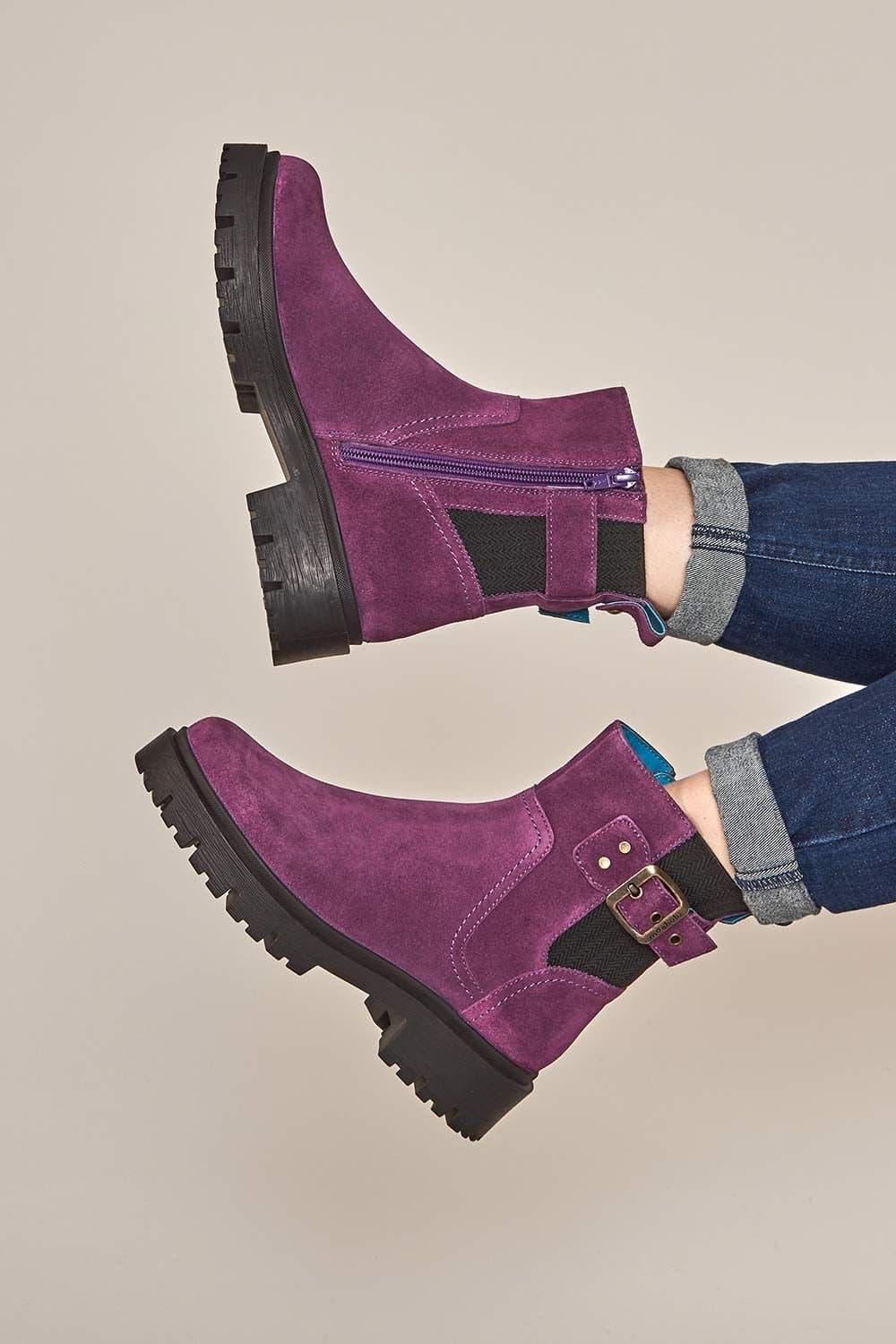 Moshulu Moshulu Women's 'Seamount' Chunky Biker Boot in Plum