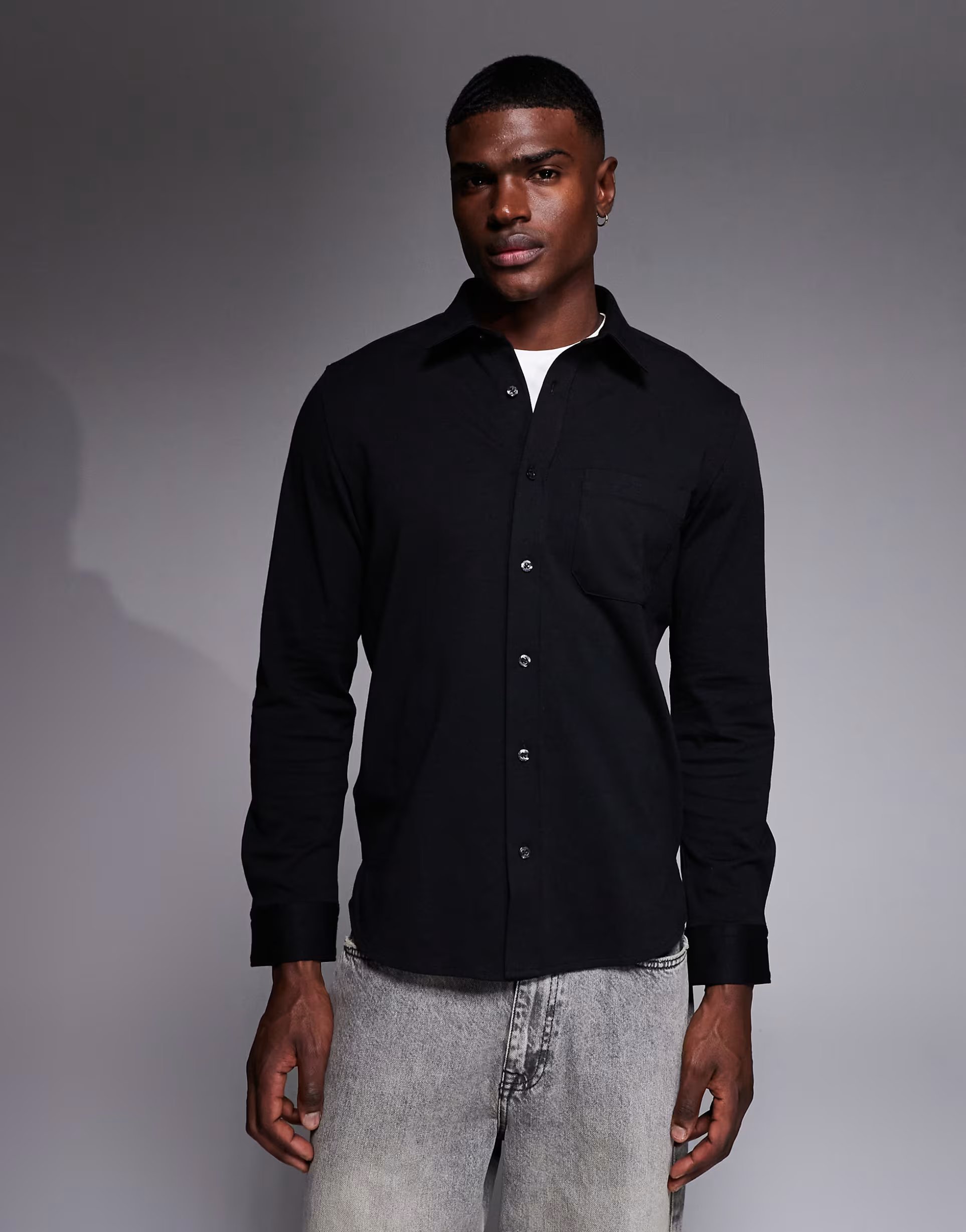 ASOS HUGO Red ermano relaxed fit shirt in black - 1