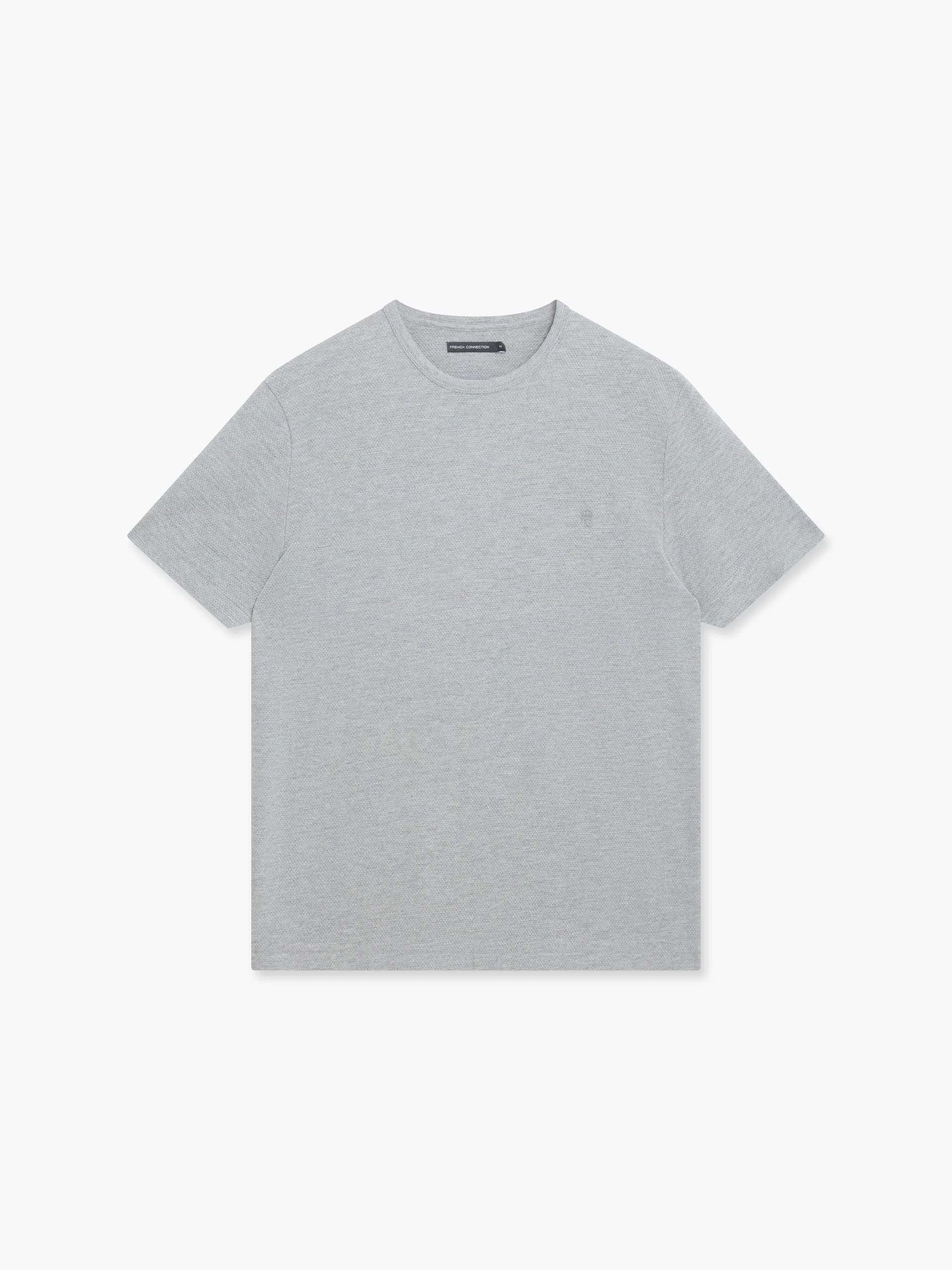 French Connection Popcorn Texture T-Shirt Light Grey Mel