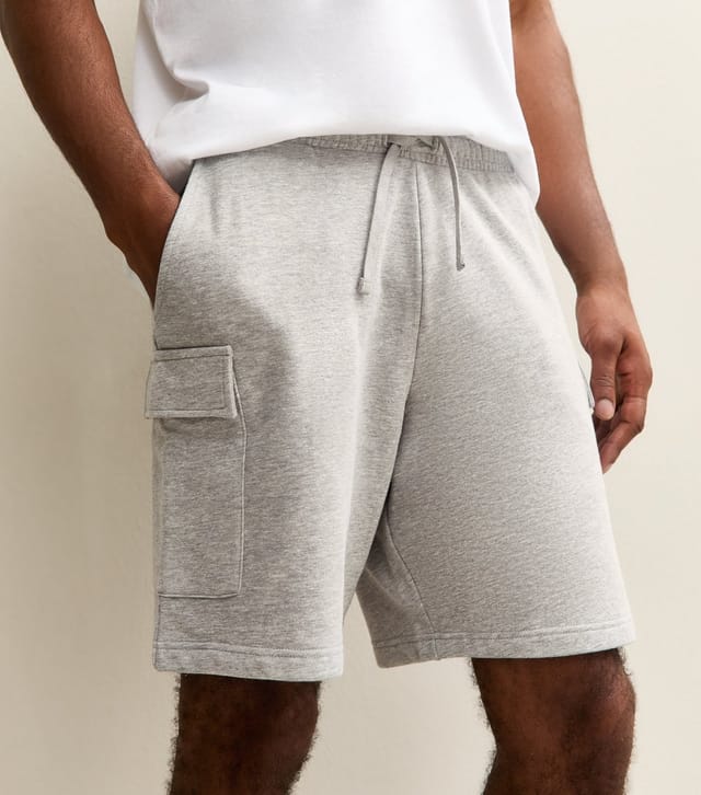 New Look Men's Grey Marl Regular Cargo Pocket Jersey Shorts New Look - 2