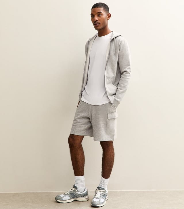 New Look Men's Grey Marl Regular Cargo Pocket Jersey Shorts New Look - 3