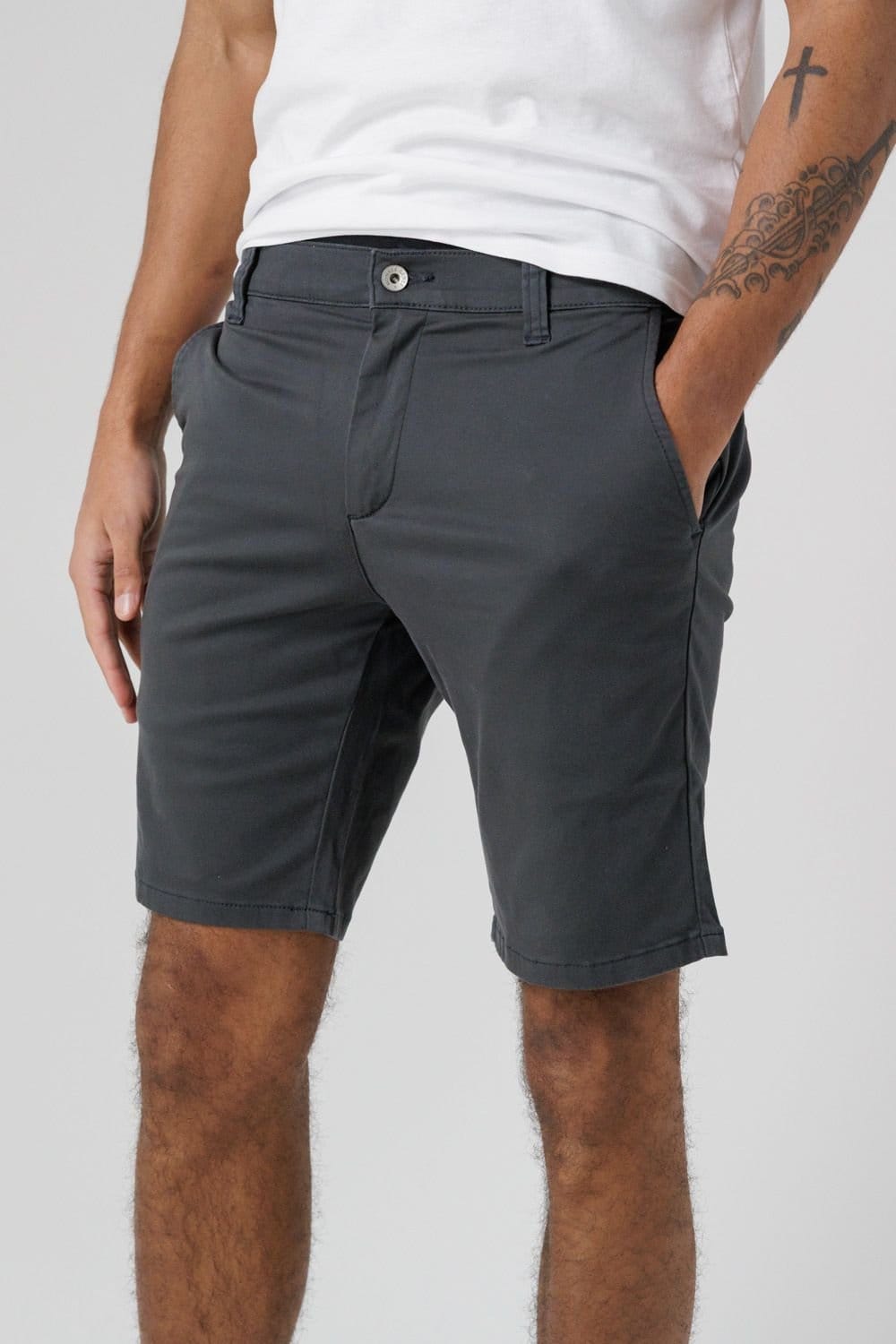 Monkee Genes Monkee Genes Men's Slim Fit Chino Shorts in Dark Grey - 4