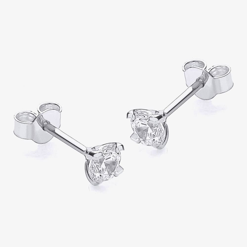 T.H.Baker T.H.Baker Silver 9ct White Gold Cubic Zirconia Stud Earrings