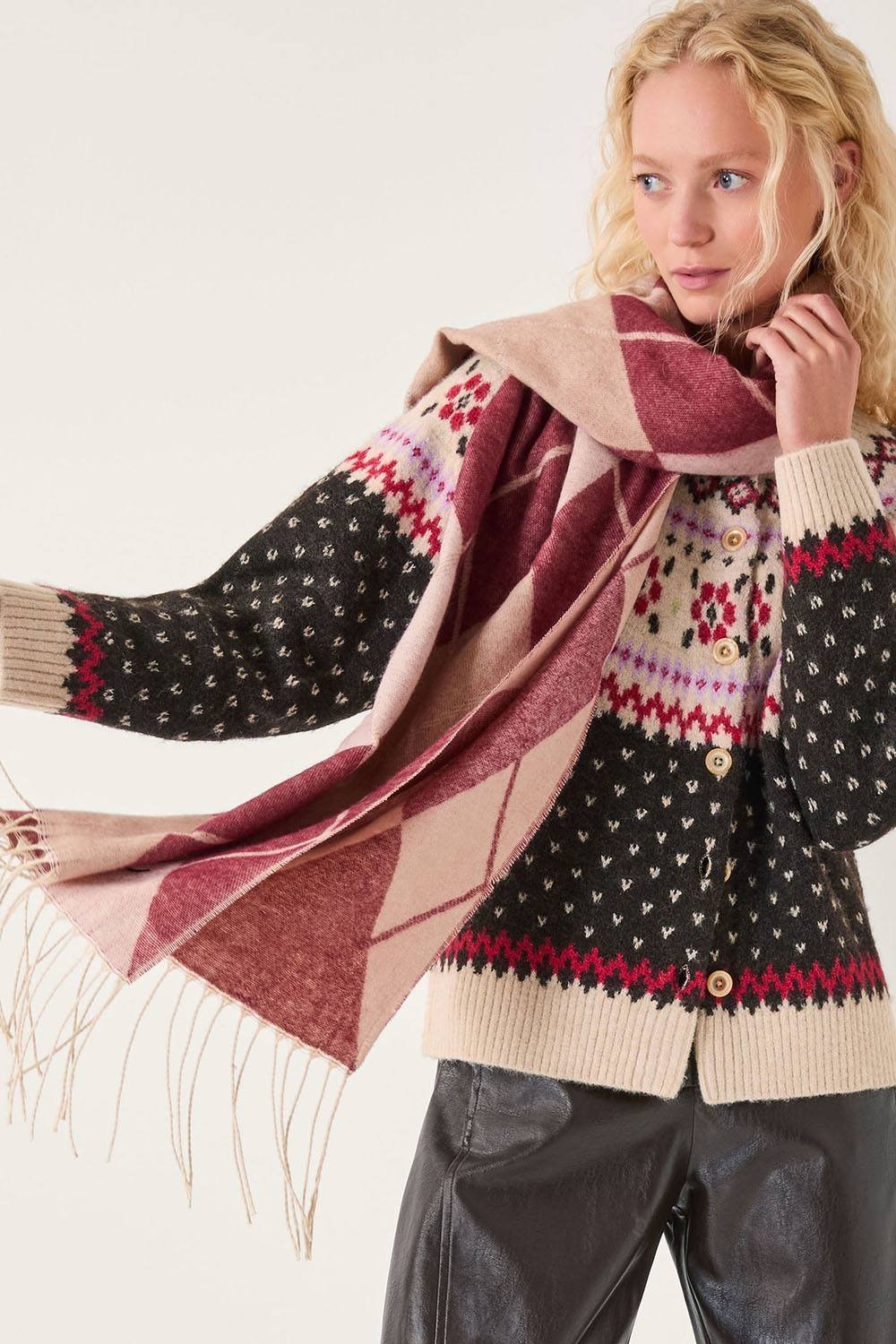 Monsoon Monsoon Women's Feliz Fair Isle Cardigan Brown in Chocolate - 2