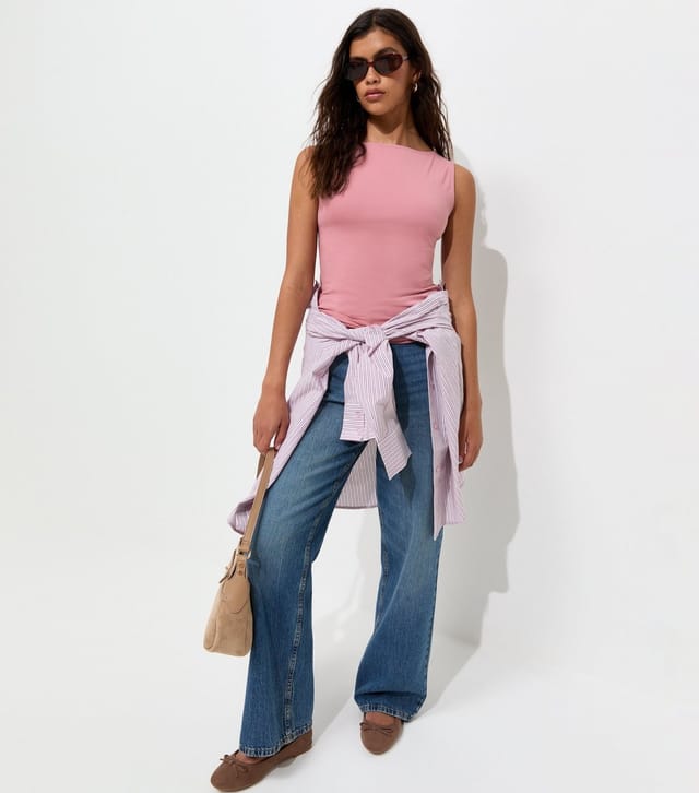 New Look Women's Pink Cotton Rich Slash Neck Vest Top New Look - 3
