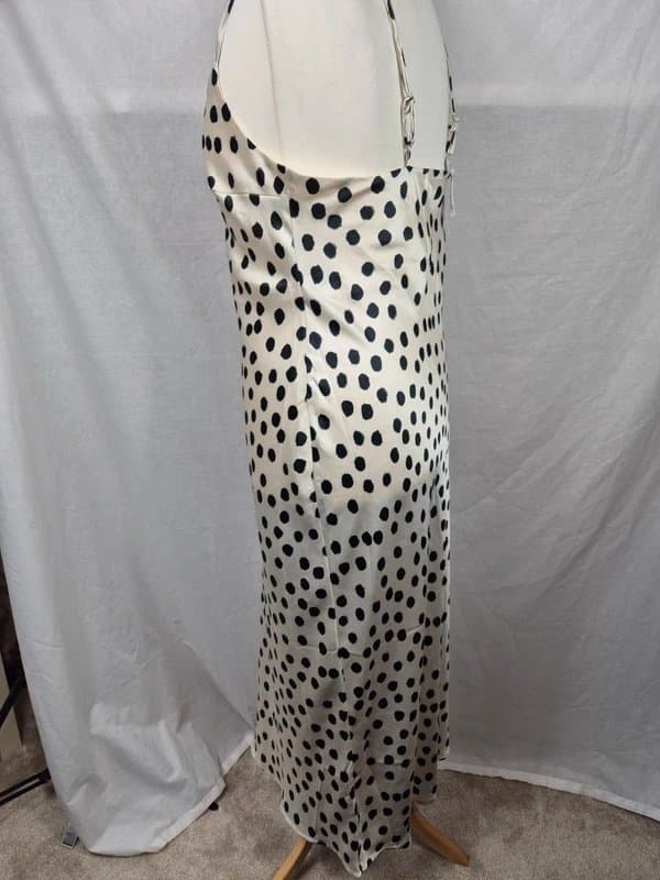 Next next size 18 while black spot satin cami slip midi dress (822)