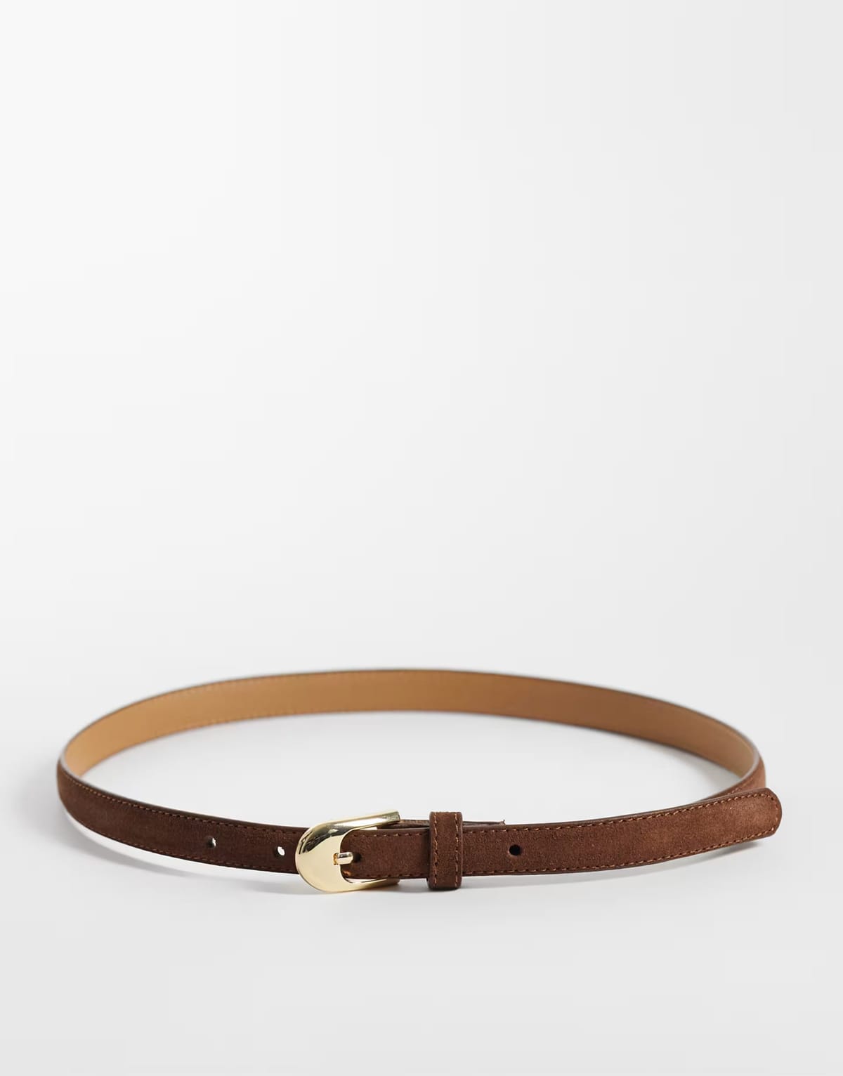 ASOS Mango faux suede slim belt in brown - 1