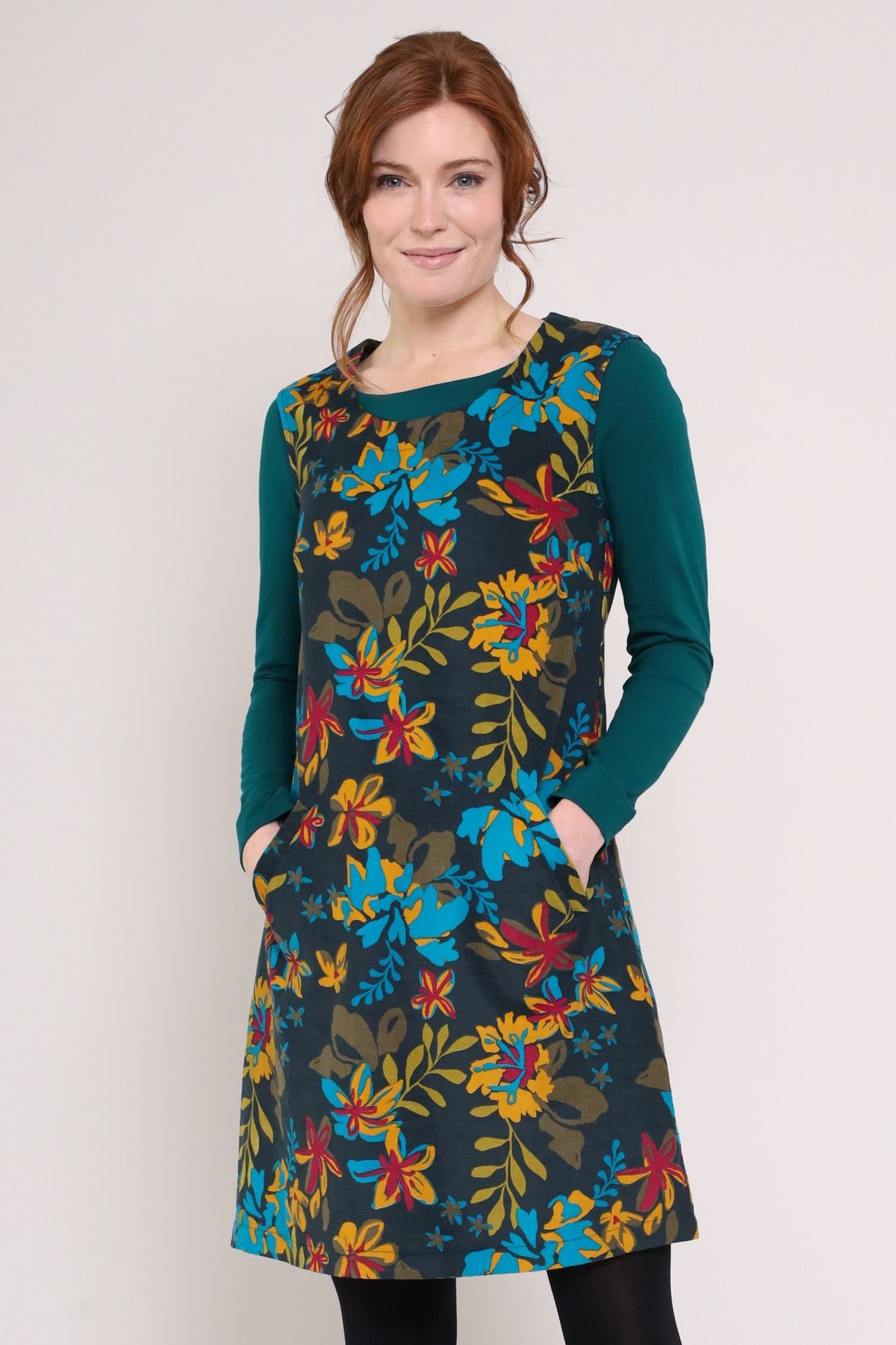 Nomads Clothing Nomads Clothing Women's Cotton Cord Pinafore Dress in Dark Grey