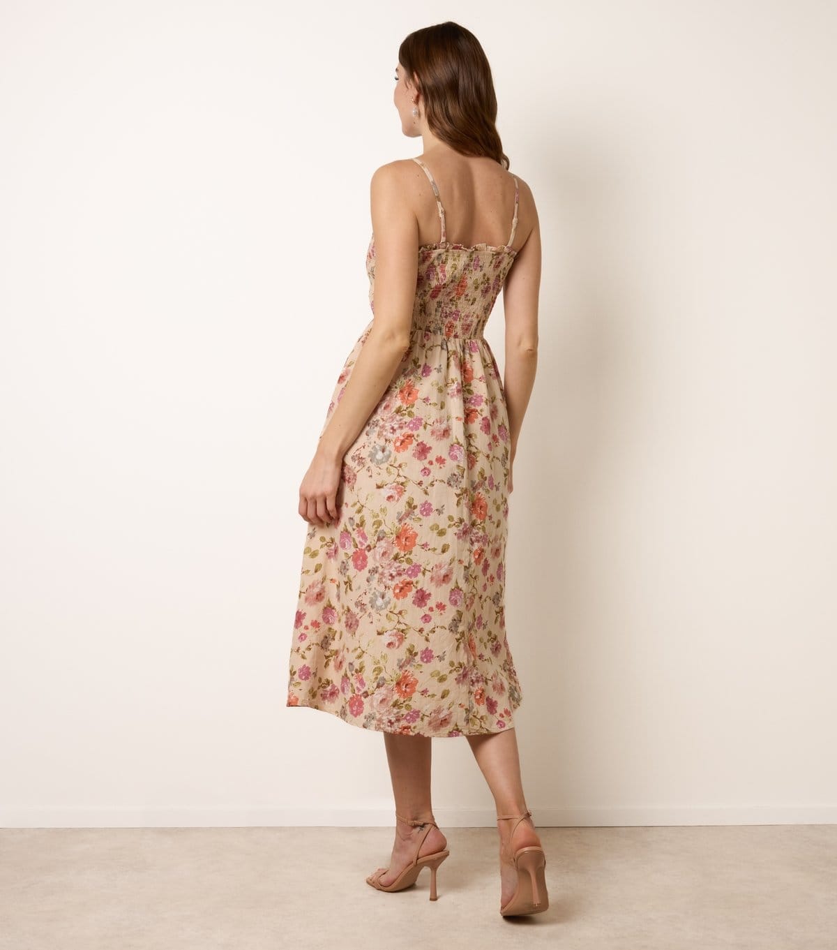 Blue Vanilla Women's Yellow Cotton Floral Shirred Midi Dress Blue Vanilla New Look - 4