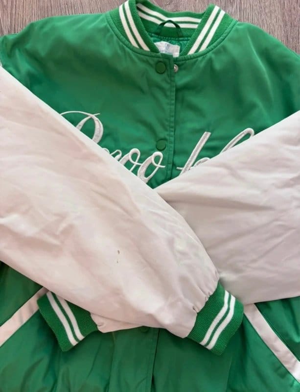Primark Green & White Brooklyn Varsity Bomber Jacket XS