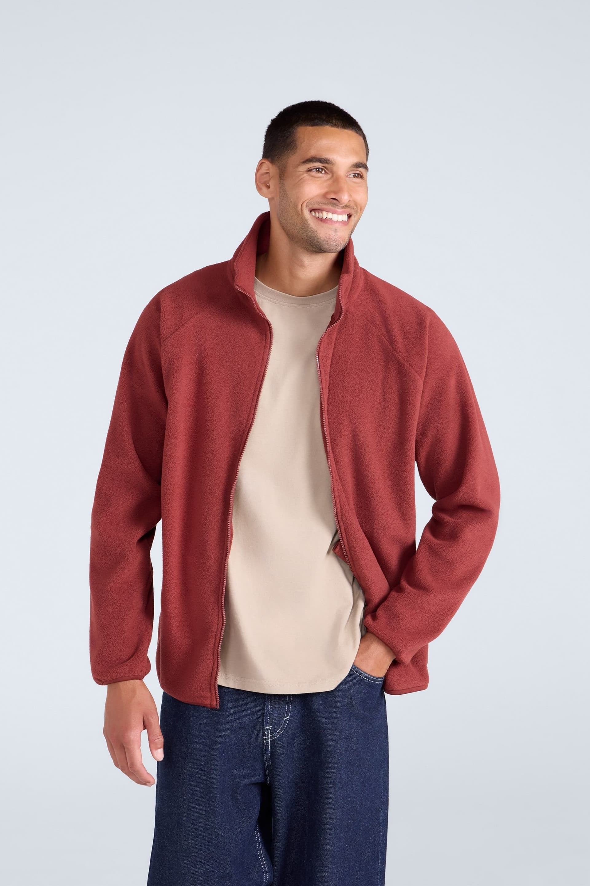 Animal Animal Men's 'Stockholm' Full Zip Breathable Soft Warm & Cosy Snug Fit Fleece in Red
