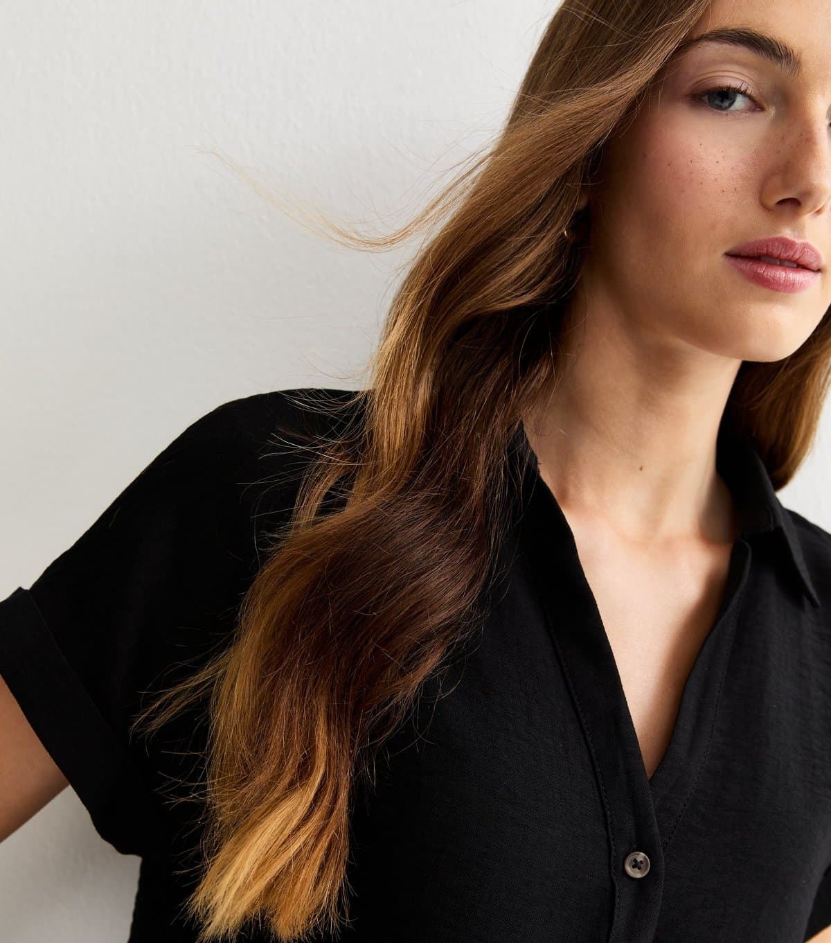 New Look Women's Tall Black Relaxed Short Sleeve Shirt New Look