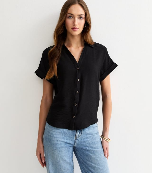 New Look Women's Tall Black Relaxed Short Sleeve Shirt New Look - 2