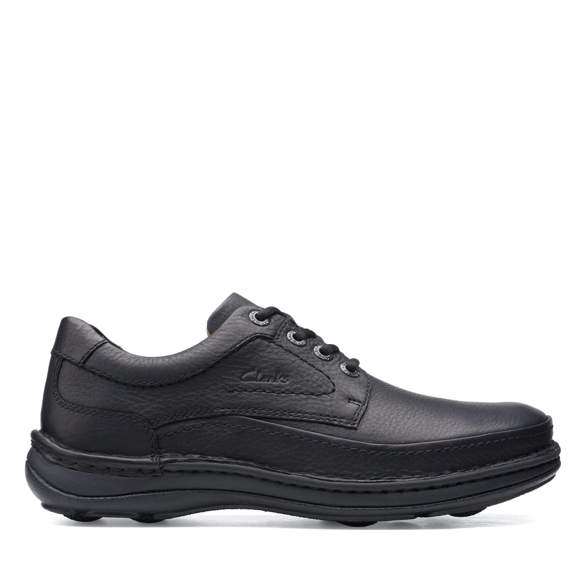 Clarks Clarks Men's Nature Three Black Leather Derby Shoes, Lace Up