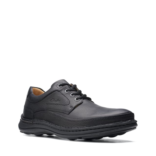 Clarks Clarks Men's Nature Three Black Leather Derby Shoes, Lace Up - 2