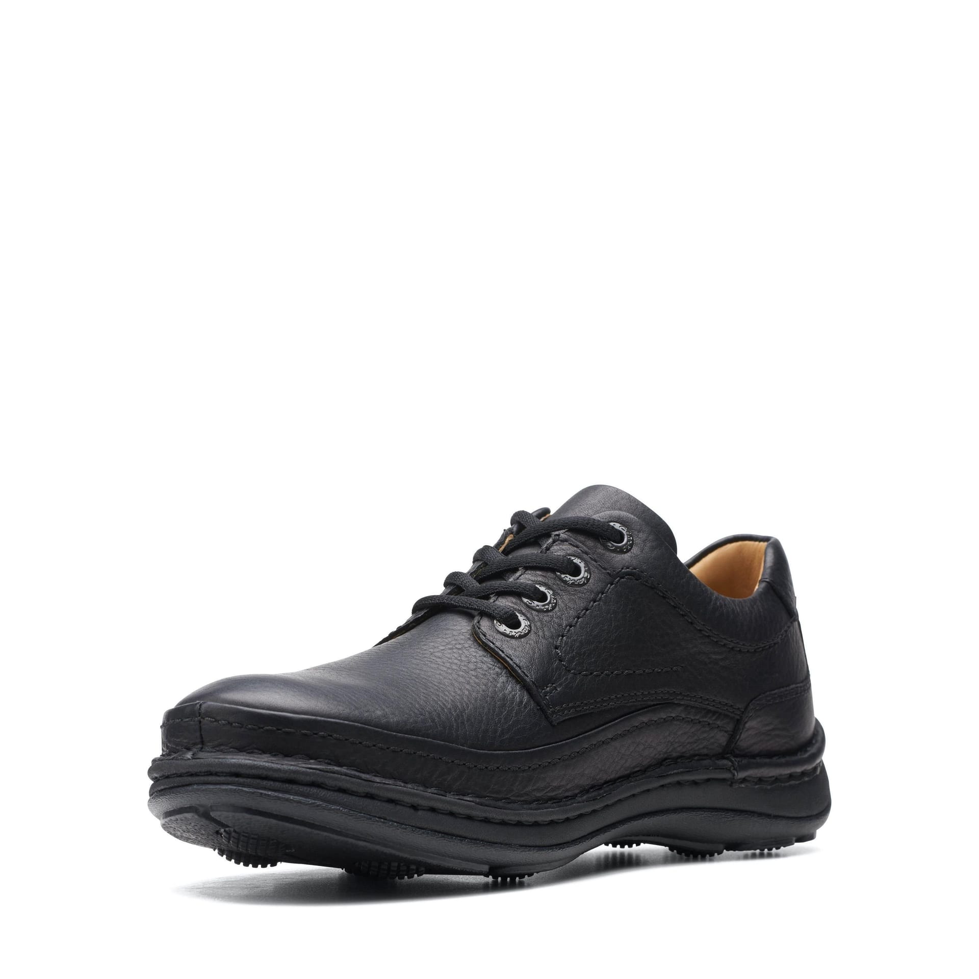 Clarks Clarks Men's Nature Three Black Leather Derby Shoes, Lace Up - 4