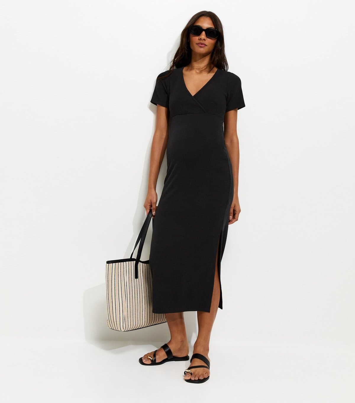 New Look Women's Maternity Black Wrap Nursing Dress New Look