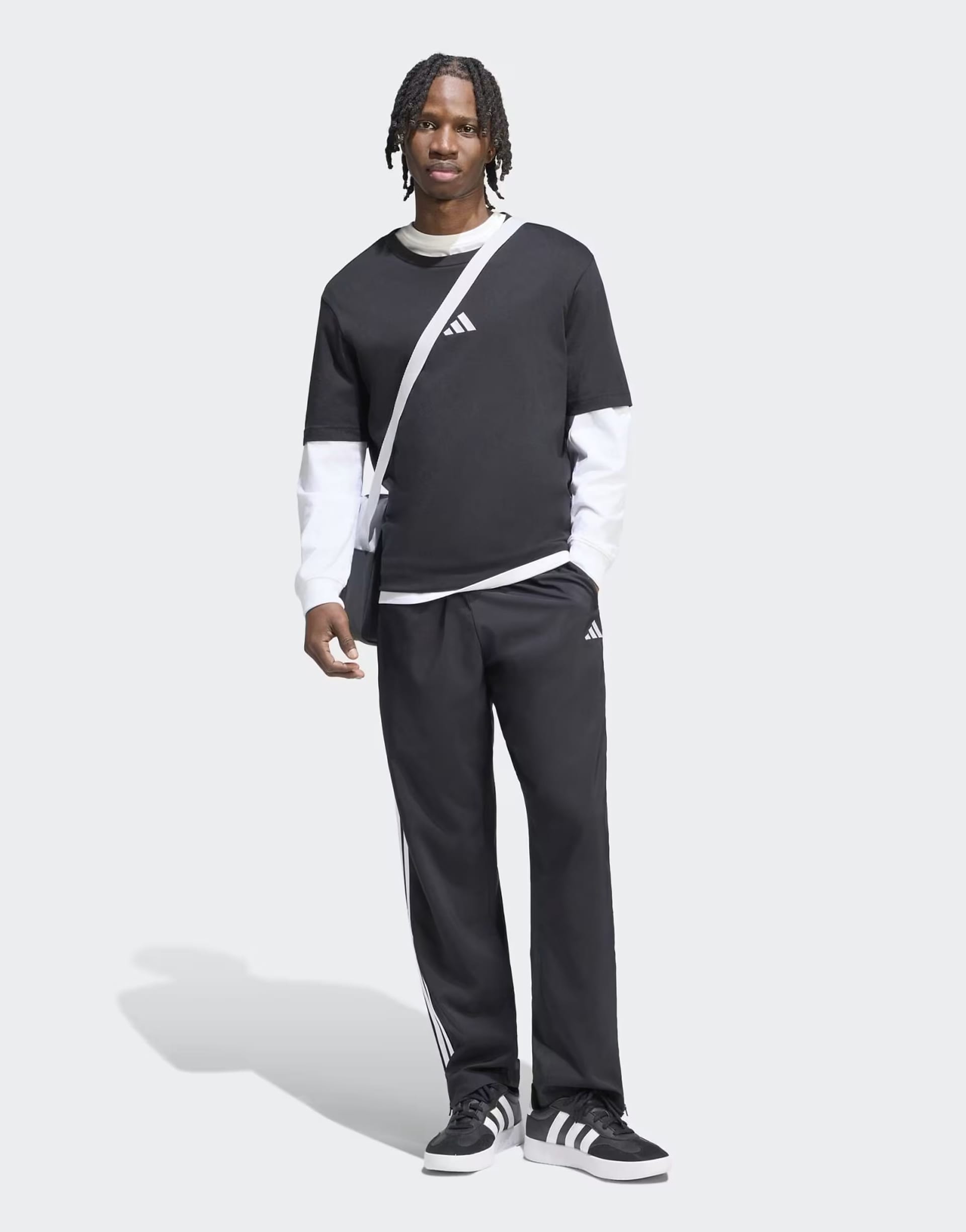 Adidas Performance Black/White Woven Tapered Open Hem Pants