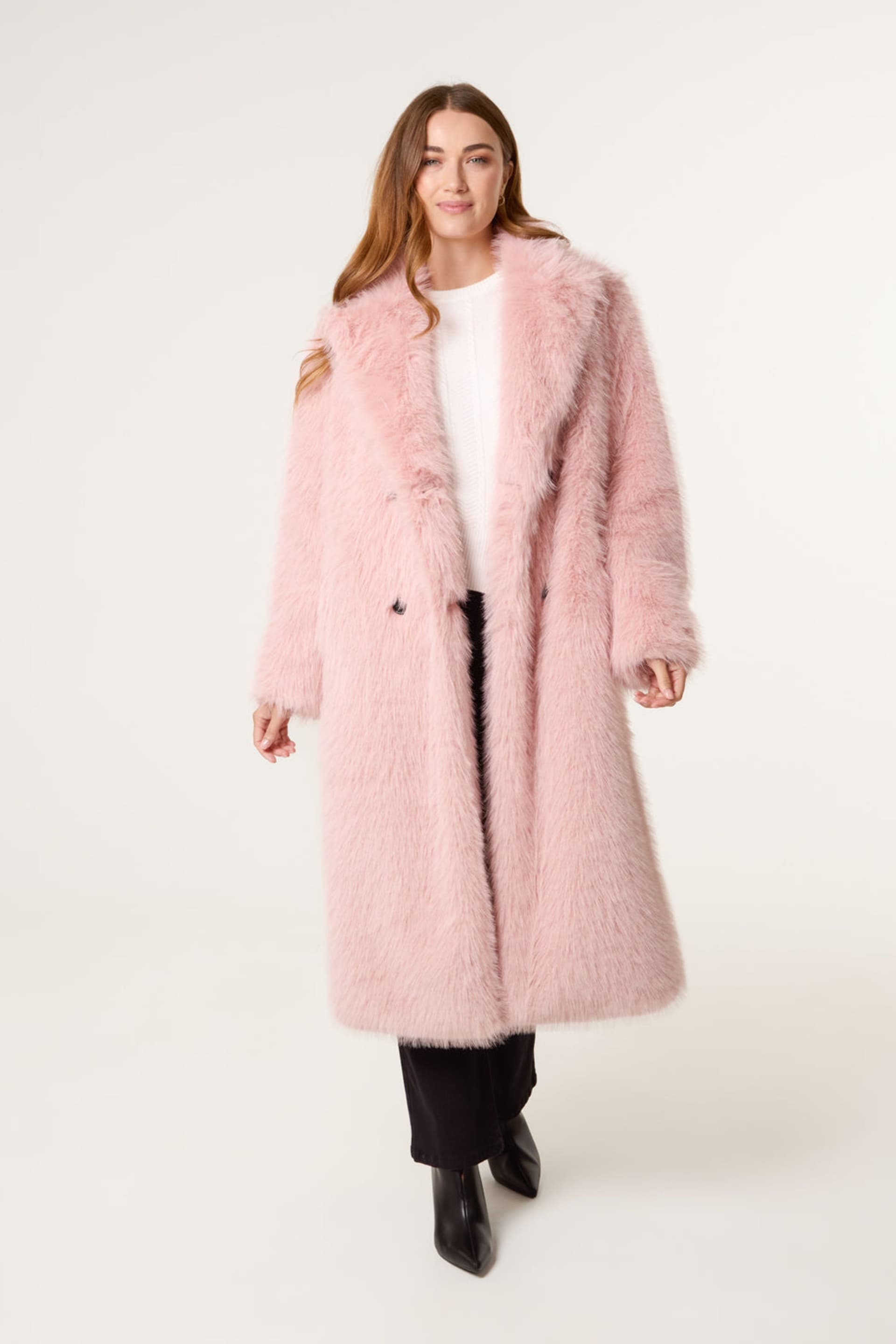 Blue Vanilla Blue Vanilla Women's Pink Long Fluffy Coat
