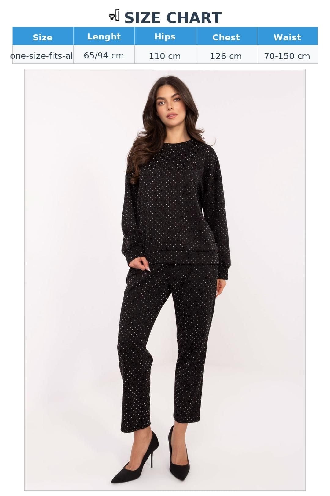Love Lace Love Lace Women's Rhinestone Embellished Tracksuit Set in Black - 4