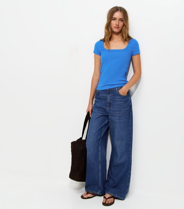New Look Women's Bright Blue Square Neck Top New Look - 3