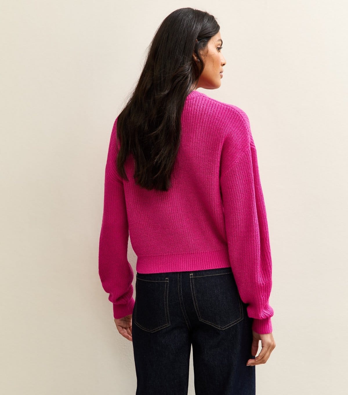 New Look Women's Hot Pink Ribbed Crew Neck Knit Jumper New Look - 4