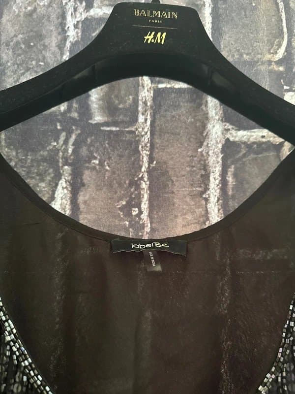 Label Be Size 22 labelBe black sleeveless midi dress with bead trim